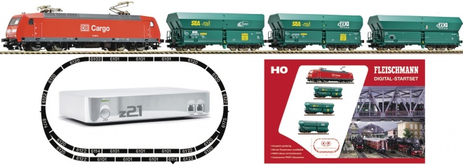 Freight train digital starter set with Electric locomotive BR 145 of the DB Cargo<br /><a href='images/pictures/Fleischmann/183175.jpg' target='_blank'>Full size image</a>